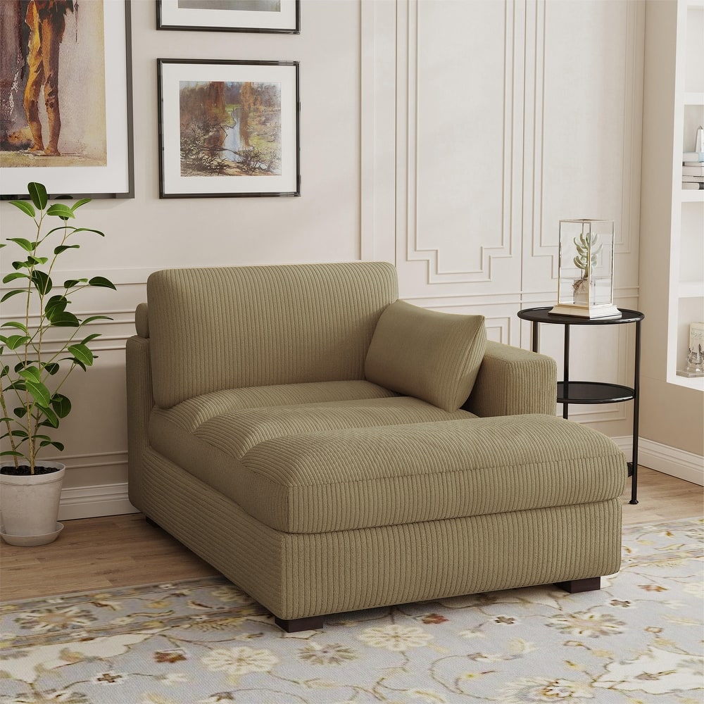 Modern Corduroy L-Shaped Sofa Chaise Lounge Couch