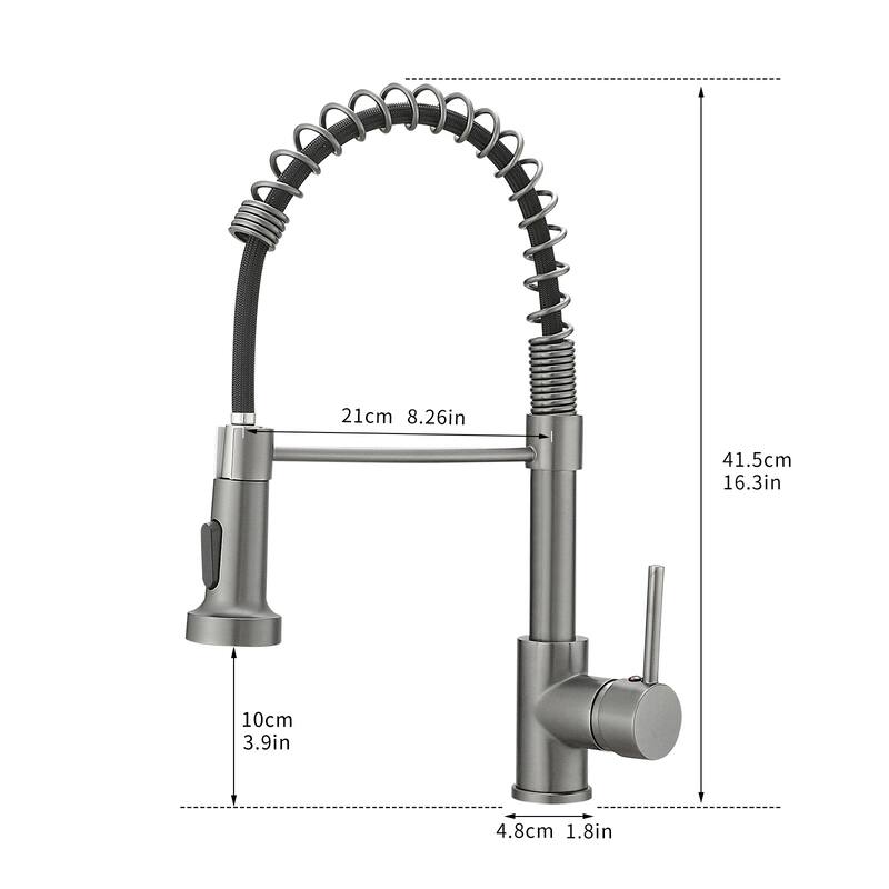Commercial Kitchen Faucet with Pull Down Sprayer, Single Handle Single Lever Kitchen Sink Faucet