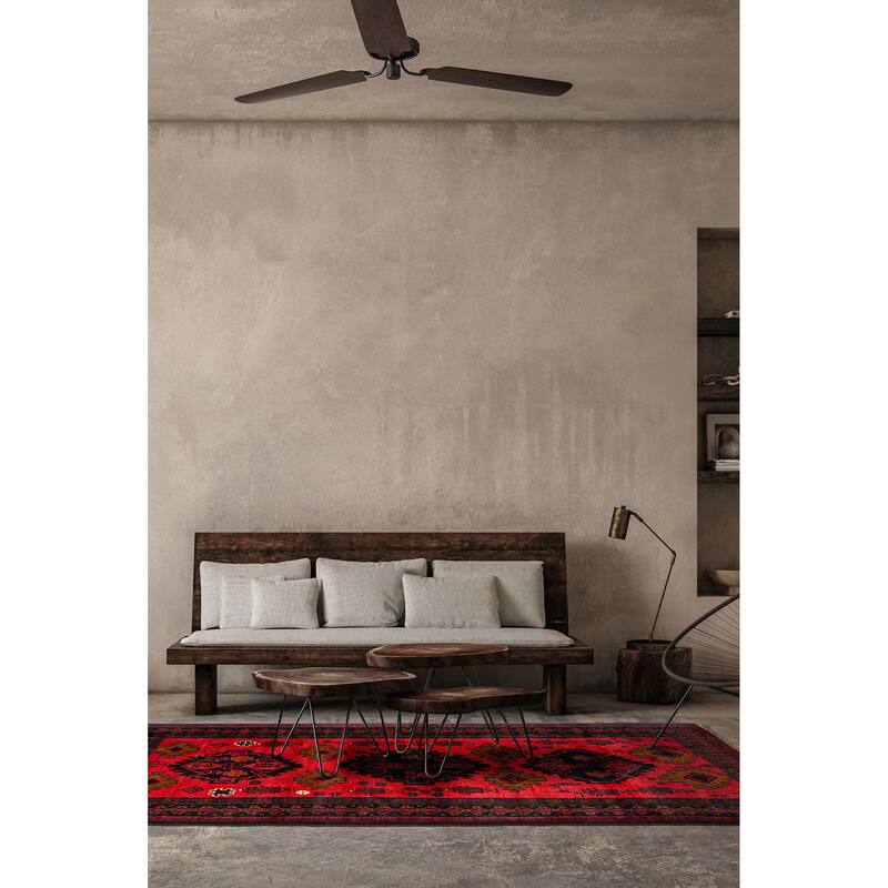 ECARPETGALLERY Hand-knotted Teimani Red Wool Rug - 3'4 x 6'3