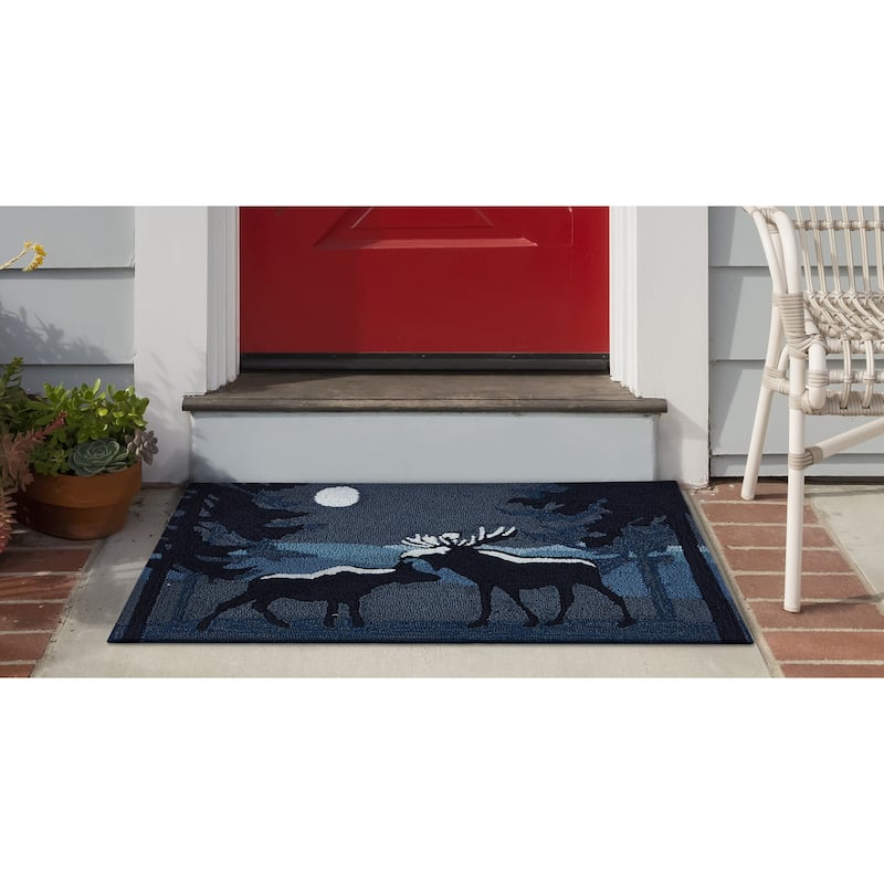 Liora Manne Frontporch Moonlit Moose Indoor/Outdoor Rug - 1'8" x 2' 6"