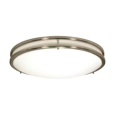 Glamour LED 10 inch Flush Mount Fixture Brushed Nickel Finish CCT Selectable 3K/4K/5K - Brushed Nickel