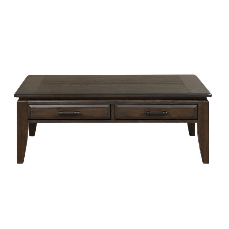 Mahogany Traditional Cocktail Table with Storage and Side Mounted Guides