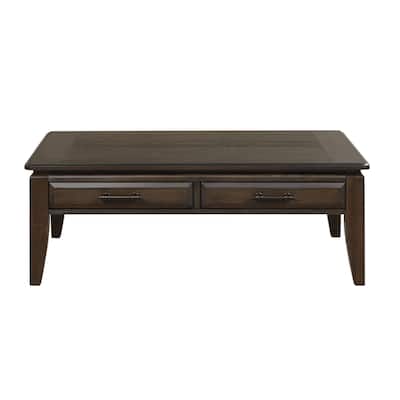 Mahogany Traditional Cocktail Table with Storage and Side Mounted Guides