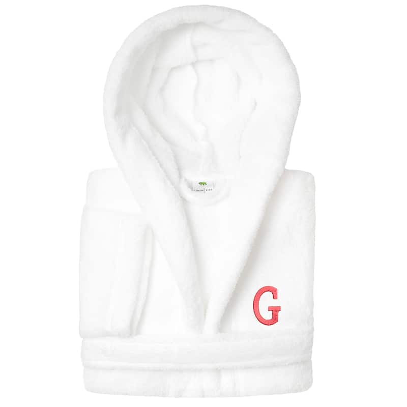 Sweet Kids 100% Polyester SUPER PLUSH Double Brushed Hooded Bathrobe with Pink Bookman Monogram - Small - G