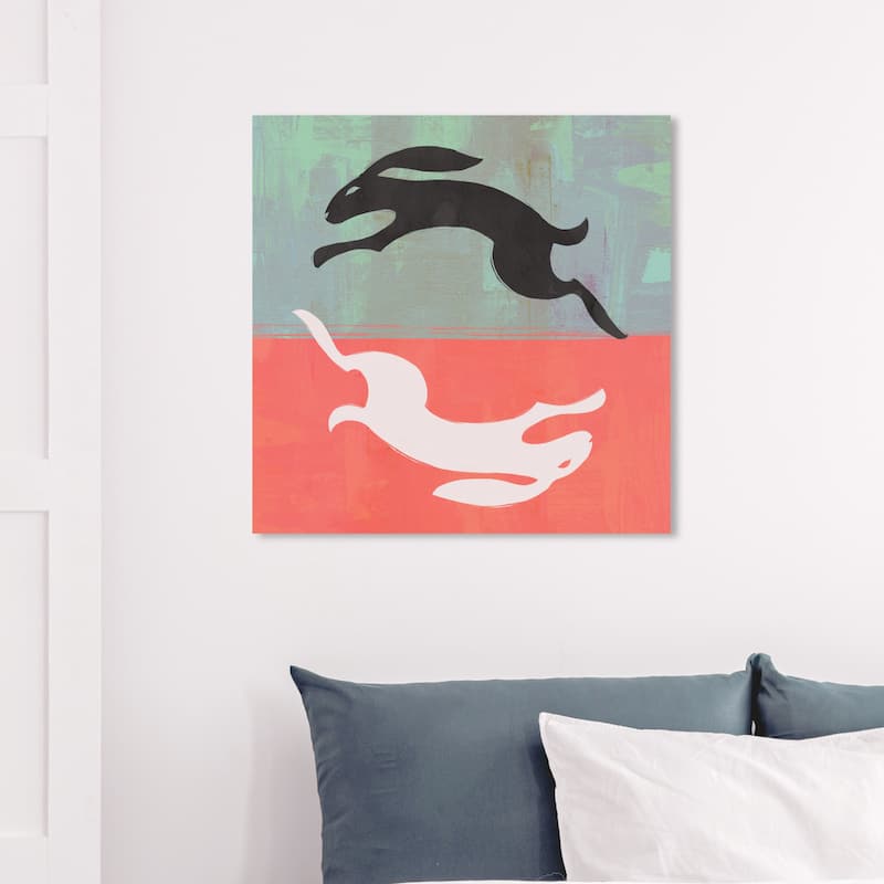 Wynwood Studio 'Usagi' Animals Wall Art Canvas Print Farm Animals - Orange, Black - 30 x 30