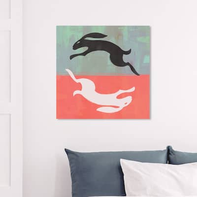 Wynwood Studio 'Usagi' Animals Wall Art Canvas Print Farm Animals - Orange, Black
