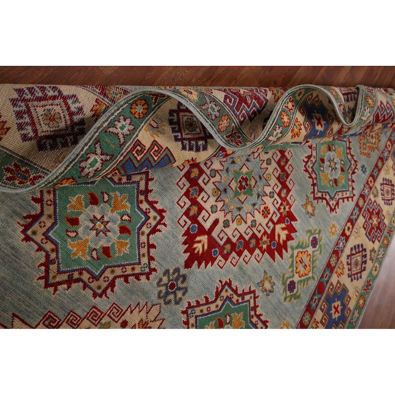 Geometric Kazak Rug Hand-Knotted Wool Carpet - 5'8" x 9'5"