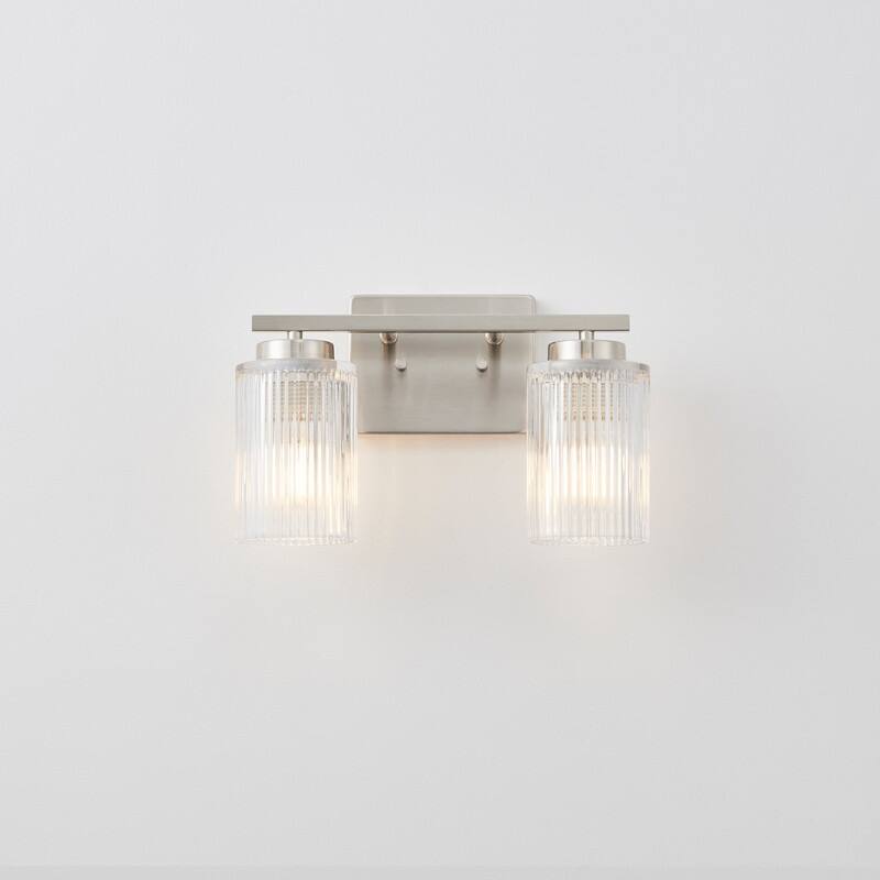 KAWOTI 8.6"H Contemporary Bathroom Vanity Light with Flutted Glass