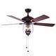 preview thumbnail 4 of 5, Warehouse of Tiffany Tibwald Wood Glass 52-inch 5-blade Lighted Ceiling Fan (Optional Remote) - N/A Pull Chain