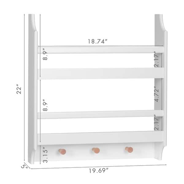 COSTARS 2-Tier Hanging Bookshelves for Wall Decor and Storage, Floating Book Shelves with Hooks, Wall Mounted Baby Book Shelf
