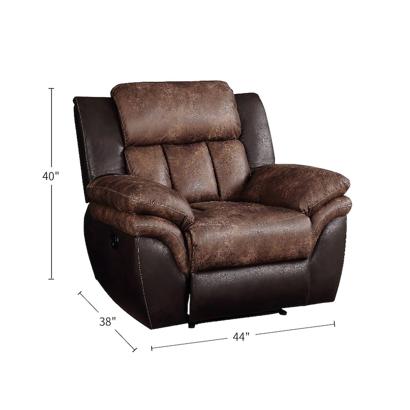 Microfiber Upholstered Recliner in Toffee and Espresso Finish