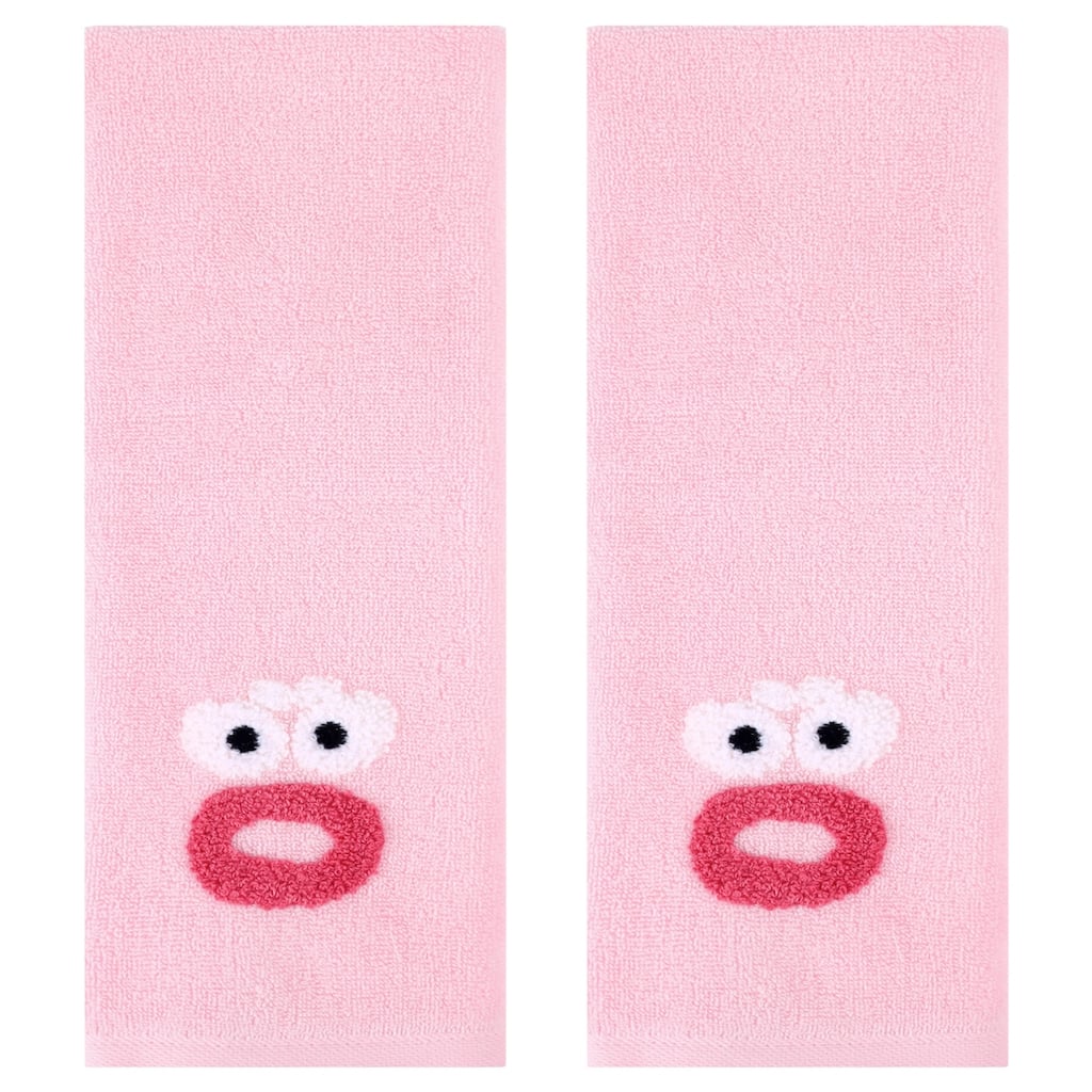 Cute Cartoon Pattern Hand Towels, 14" x 30" Cotton Hand Towel Set, Soft Absorbent Towels for Bathroom