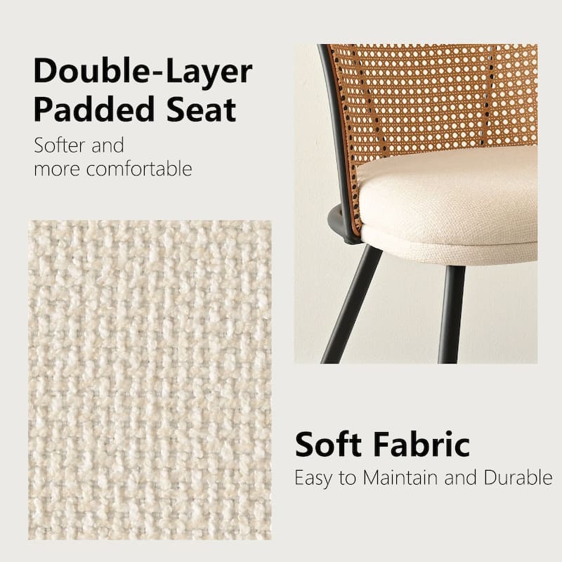 Upholstered Faux Rattan Dining Chairs (Set of 4)