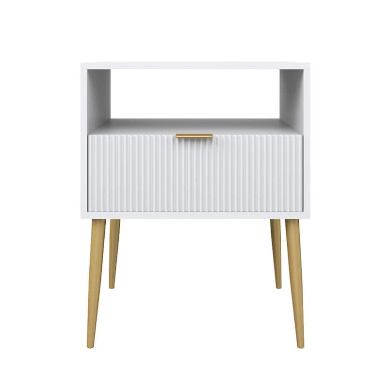 Nathan James Jacklyn Modern Nightstand Bedside Table with Drawer and Shelf Mid-Century Golden Legs