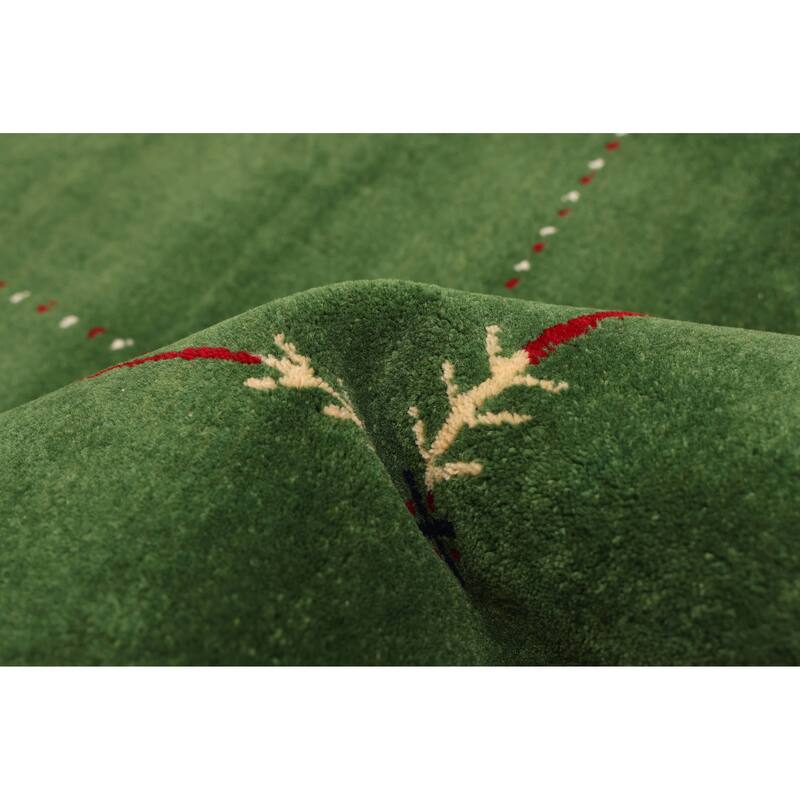 ECARPETGALLERY Hand Loomed Kashkuli Gabbeh Green Wool Rug - 4'11 x 7'10