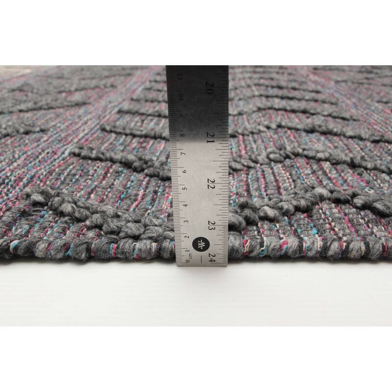 ECARPETGALLERY Braid weave Sienna Grey Wool Rug - 6'2 x 9'1