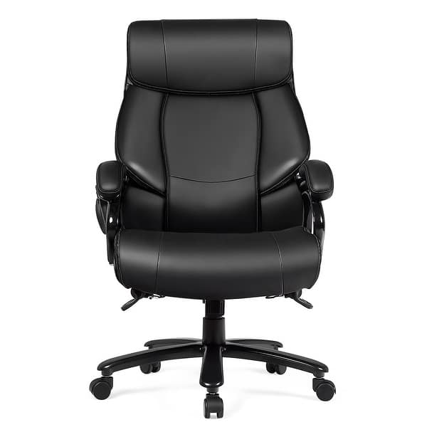 Costway 400 lbs Big & Tall Leather Office Chair Adjustable High Back Task Chair Black