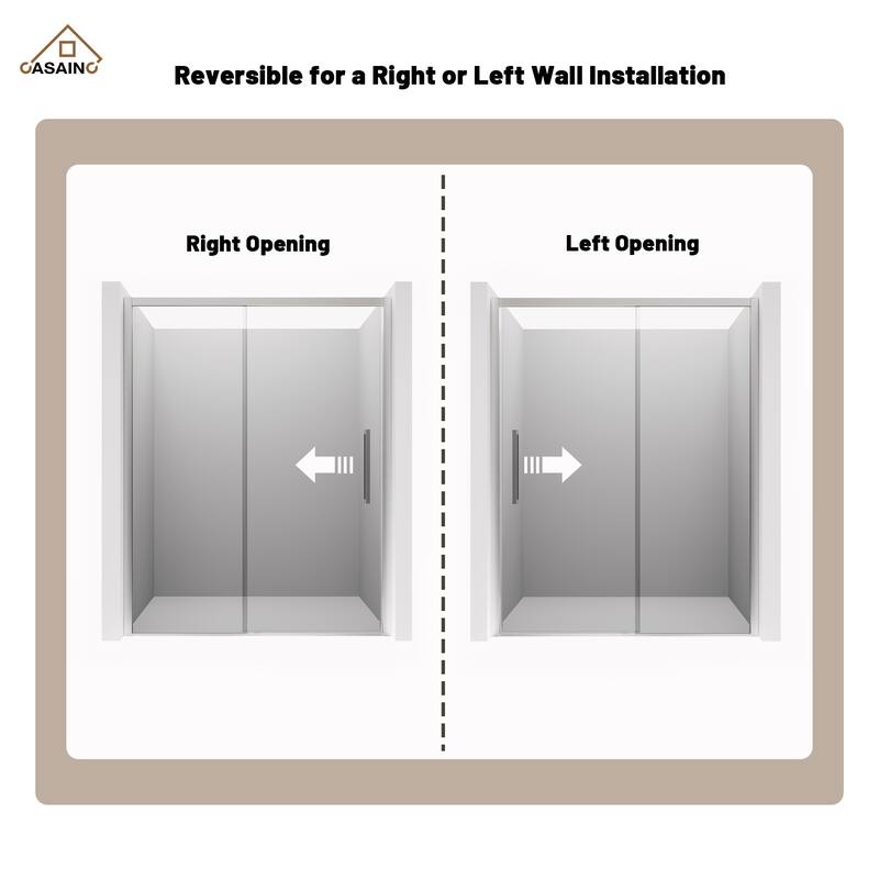 CASAINC 60 in. W x 76 in. H Sliding Framed Shower Door with SGCC Certification