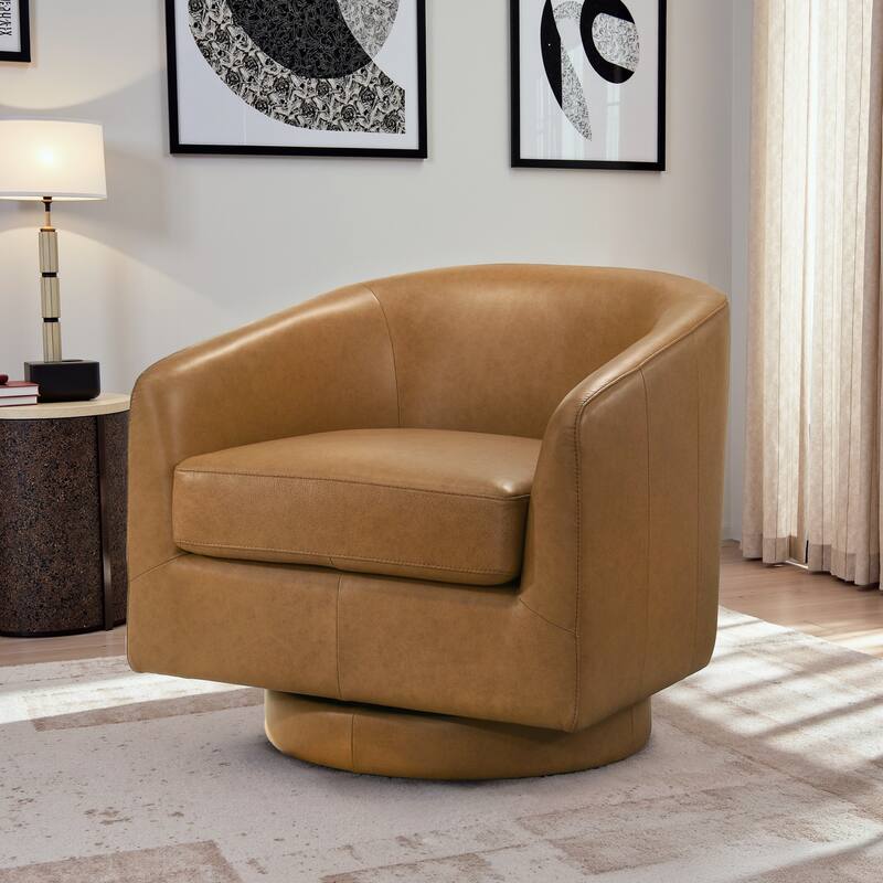 Carlisle Elegant 360-Degree Swivel Chair with Premium Top-Grain Leather Finish
