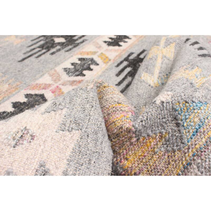 ECARPETGALLERY Flat-Weave Ankara FW Grey Wool Kilim - 5'3 x 7'7