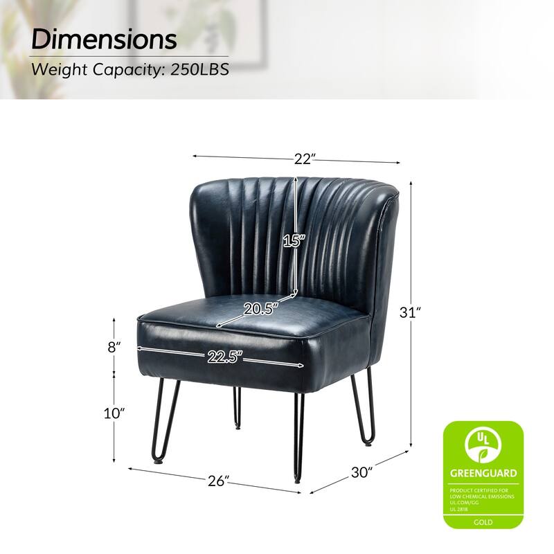 Donia Modern Faux Leather Armless Wingback Side Chair with Metal Legs Set of 2 by HULALA HOME