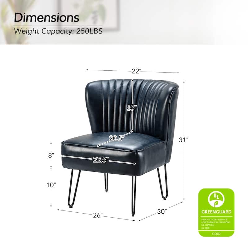 Donia Modern Faux Leather Wingback Armless Side Chair with Metal Legs by HULALA HOME