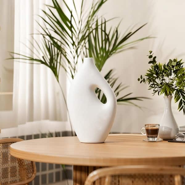 White Ceramic Plain Vase 3.5cm Wedding Centerpiece Modern Floral