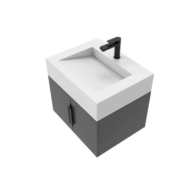 Nile 24-Inch Wall Mounted Bathroom Vanity Set w/ White Top