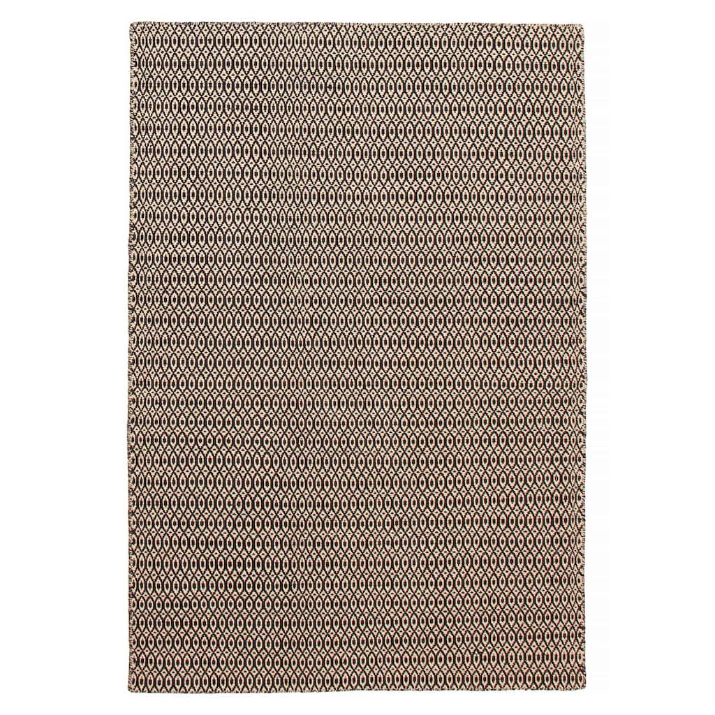 Nevada Black, Cream Kilim 5'2" x 7'7" - 5'2 x 7'7