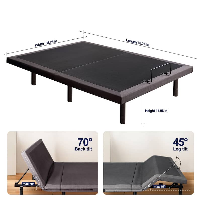 Adjustable Bed Frame for Storage Beds, Zero G, USB Charging Station, Wireless Remote Head and Foot Incline