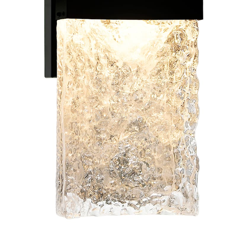 Lava Integrated LED 20in Black Wall Light with Handcrafted Glass