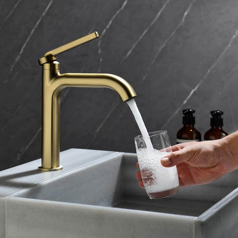 9 in.H Modern Matte Black/ Brushed Gold Single Handle Bathroom Faucet includes Hardware