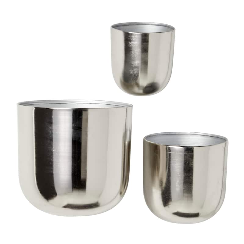 Metal Indoor Outdoor Floating Wall Planter - Set of 3 Gold, Silver, Black, White - Roche River Decor