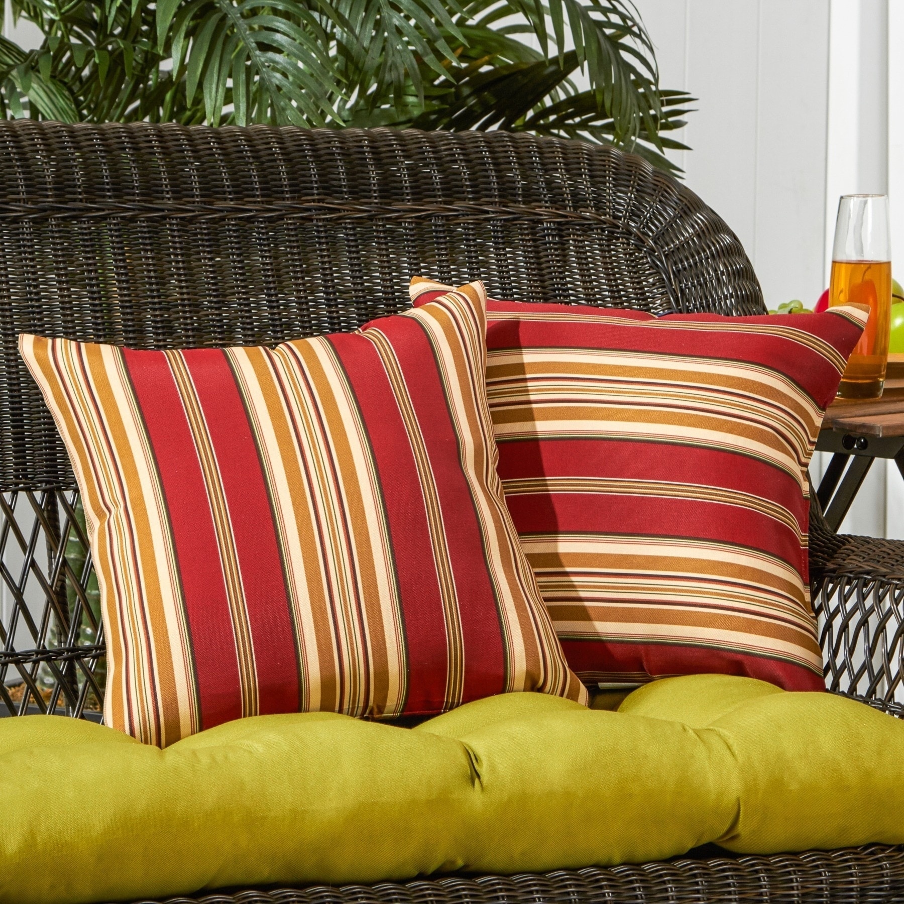 Roma Stripe Outdoor 17-in. Accent Pillows (Set of 2) by Greendale Home Fashions