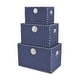 preview thumbnail 4 of 6, Offex Home Accent Set of 2 Navy Blue Linen Studded Trunk - : Lg: L: 19.75" x W: 12" x H: 12.25"