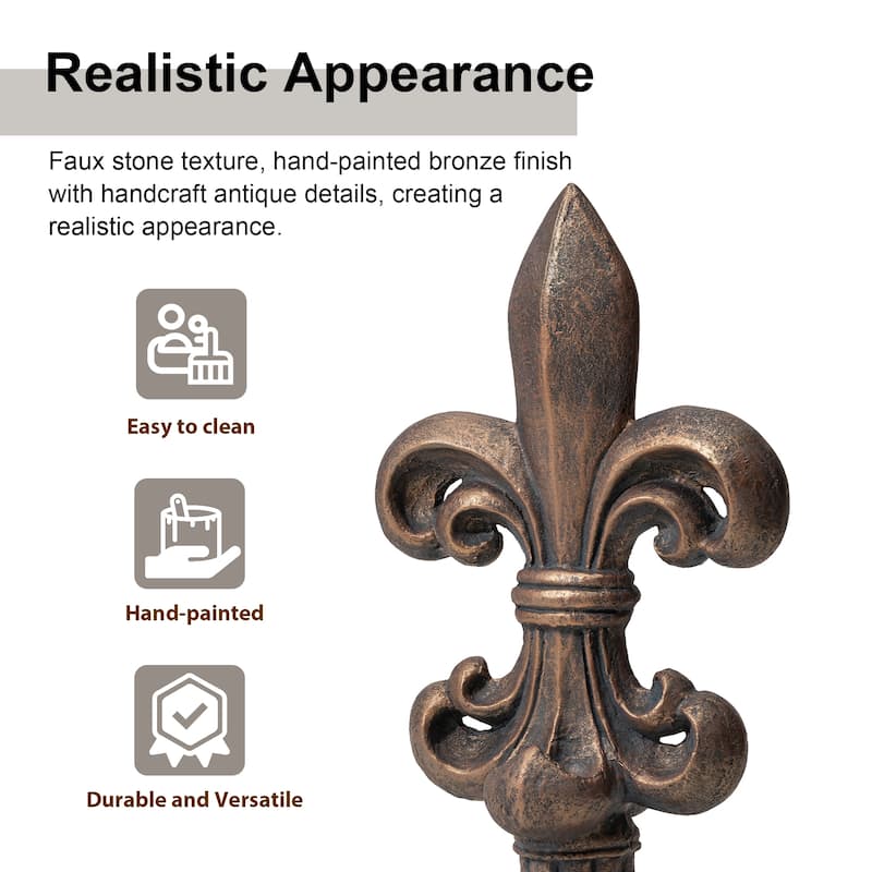 MgO Bronze French Holiness Fleur De Lis LYS Garden Statue Coastal Sculpture by Glitzhome