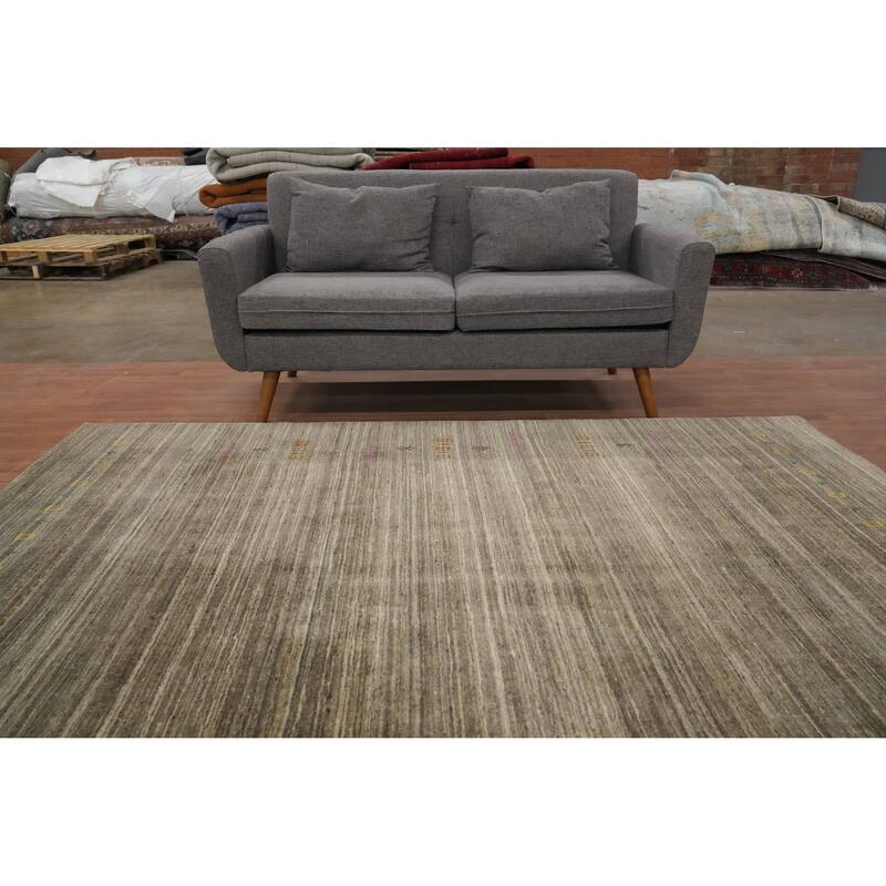 Hand Knotted Oriental 100% Wool Carpet Tribal Animal Pictorial Brown Gabbeh Area Rug - 8' 2'' X 6' 7''