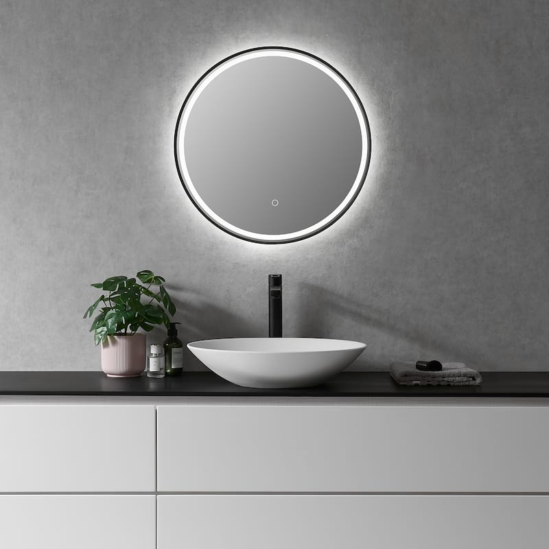 Altair Palme Round Framed Bathroom LED Lighted Wall Mirror