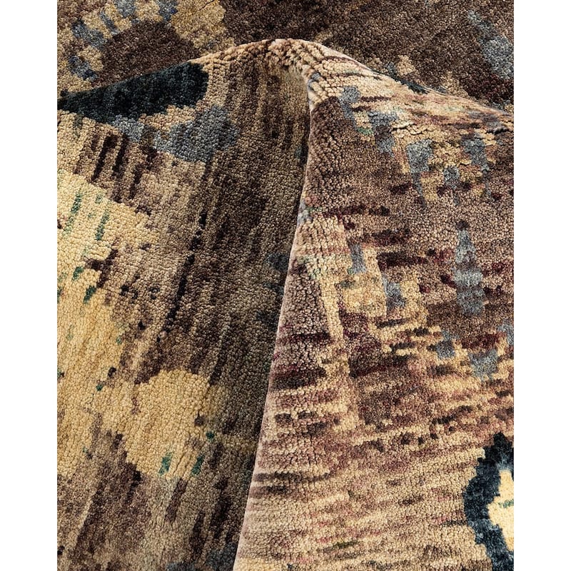 Ikat One-of-a-Kind Handmade Area Rug - Brown, 7' 10" x 10' 1" - 7' 10" x 10' 1"