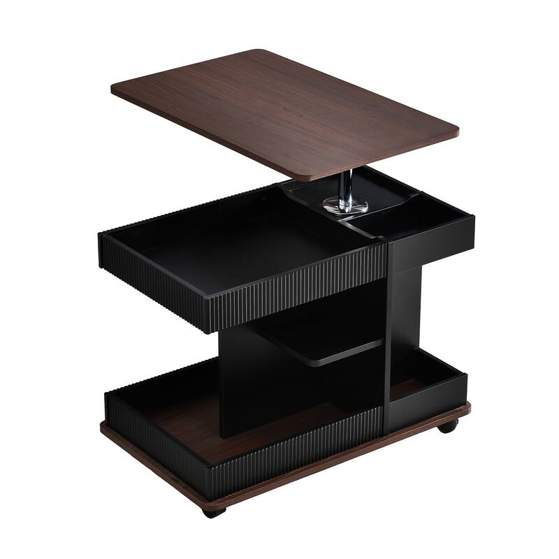 Lift Top End Table with Wheels and Storage for Small Spaces - 22.6" H x 17.7" W x 29.5" D