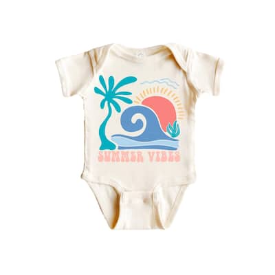 Wave Summer Vibes - Baby Boy Girl Clothes Infant Bodysuit Funny Cute Newborn