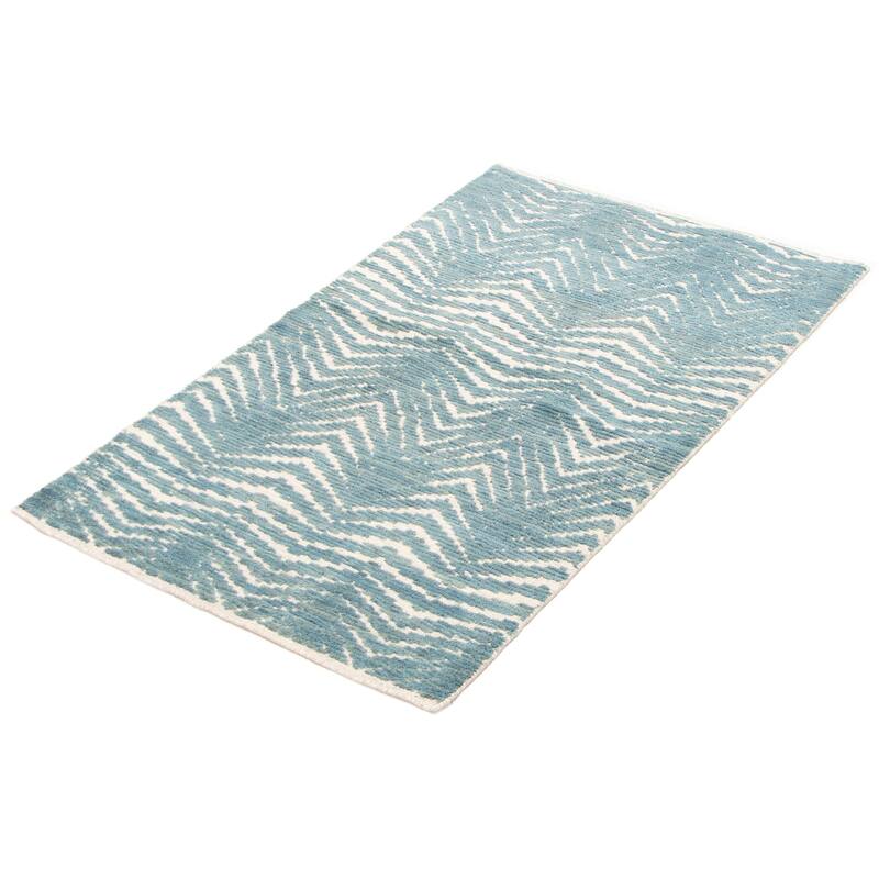 ECARPETGALLERY Hand-knotted Tangier Teal Wool Rug - 2'11 x 4'11