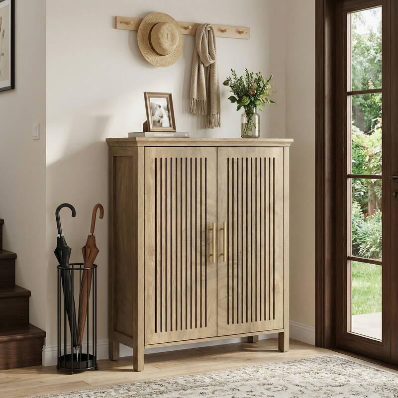 24 Pair Shoe Storage Cabinet With Door And Adjustable Shelves - 5-TIER