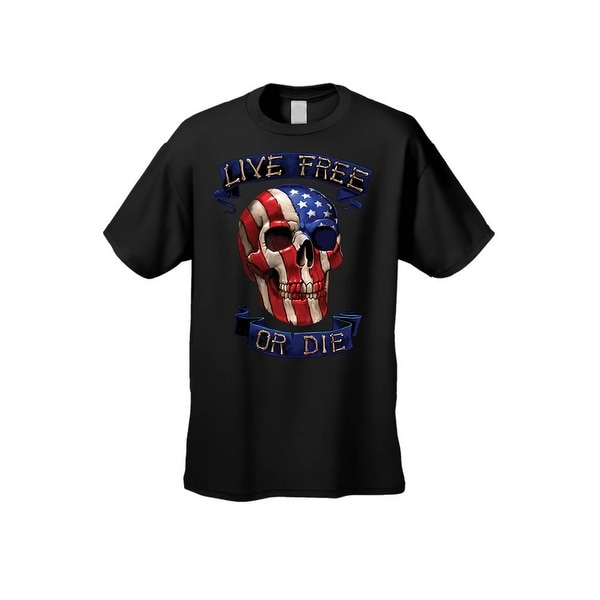 Live Free Or Die Skull Red White Blue American Flag Colors Liberty Men/'s T-Shirt