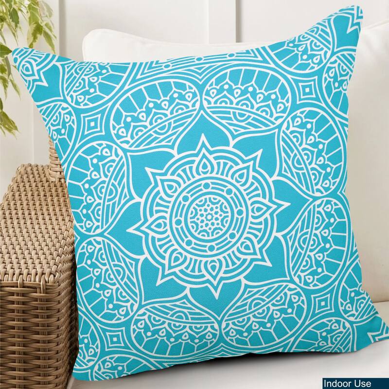 Decorative Indoor/Outdoor Weatherproof Lumbar Throw Pillows with Inserts (Set of 2) -12x20 - 18x18 Inches