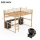 preview thumbnail 6 of 26, Multifunctional Full Size Metal Loft Bed with Desk, Cabinets, Drawers and Bedside Tray, Charging Station, USB and socket, Gold