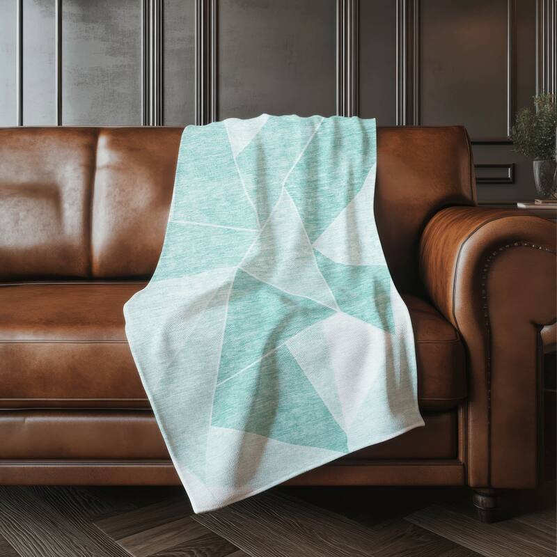 Premium Machine Washable Modern Contemporary Sherpa Throw Blanket - Teal - 4'2" x 5'10"