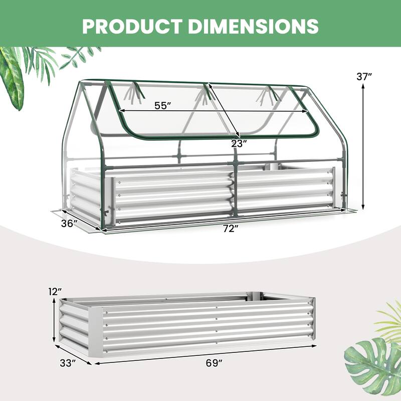 Gymax Galvanized Steel Raised Garden Bed Metal Planter Box Kit w/ Mini