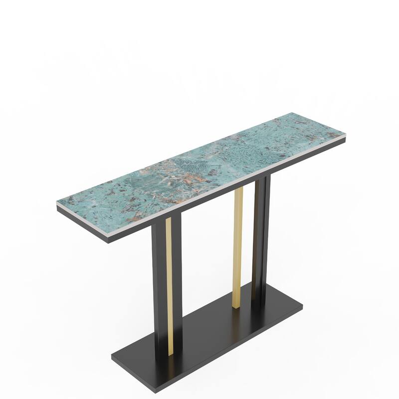Glam Style Stone Top Accent Table for Hall Console Table Porch Table