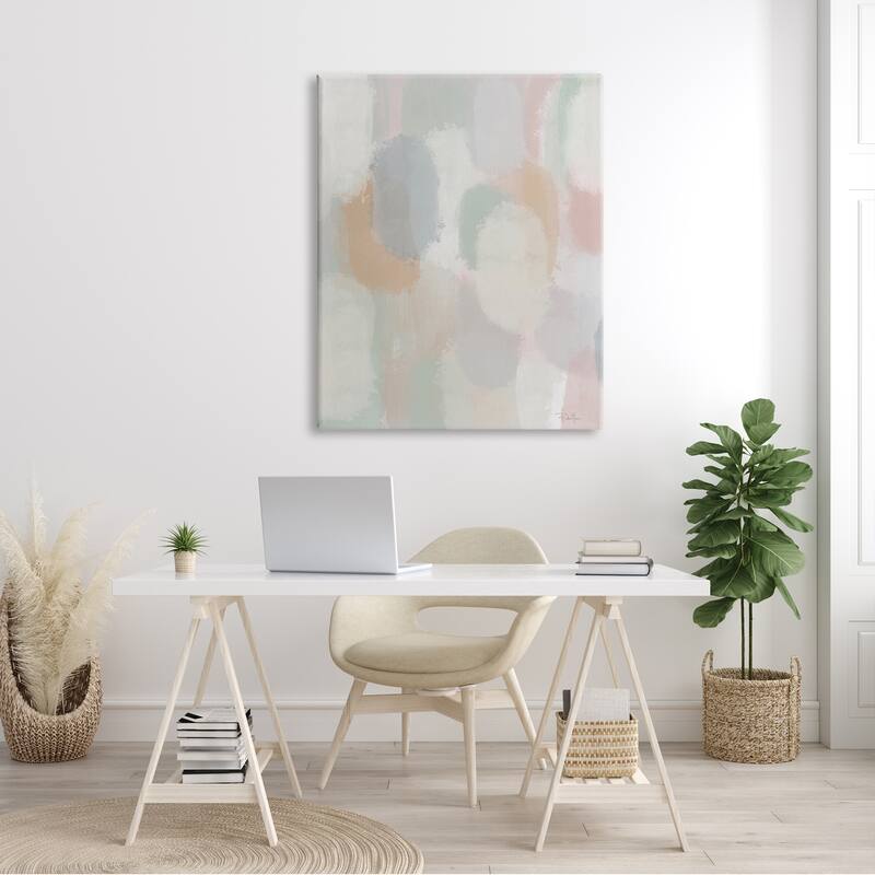 Stupell Tranquil Pastel Abstract Painting Soft Pink Beige Shapes Canvas Wall Art - Green